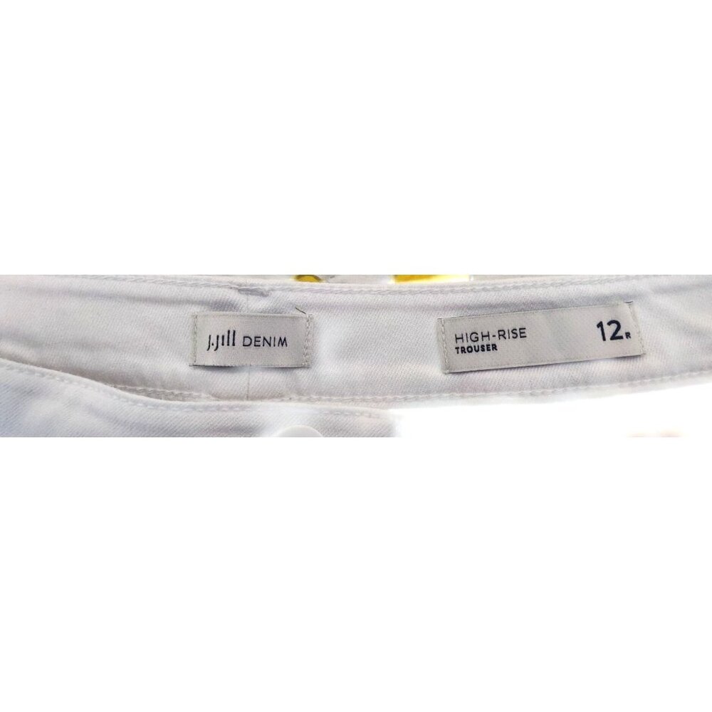 J.Jill Denim Womens Size 12R High-Rise White Wide-Leg Cotton Blend Trouser Pants - Picture 5 of 11